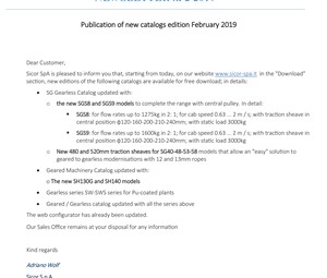 Notice of updates of new products - Sicor traction machine